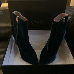 Escada womens suede dark green ankle boots.